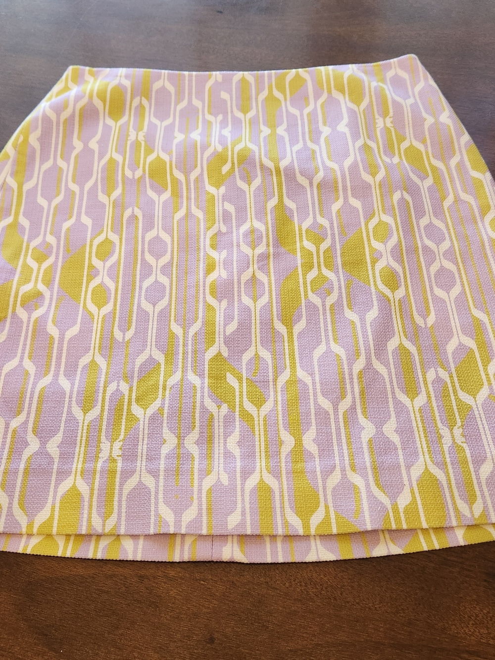 Etcetera Lavender and Yellow Geometric A-Line Mini Skirt